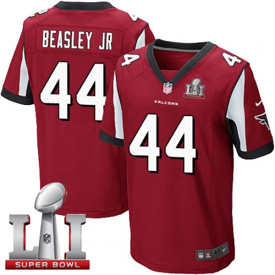 Men's Nike Atlanta Falcons #44 Vic Beasley Elite Red Team Color Super Bowl LI 51 NFL Jersey - Ujersey