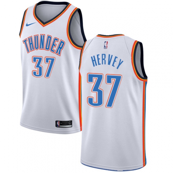Youth Nike Oklahoma City Thunder #37 Kevin Hervey Swingman White NBA Jersey - Association Edition - Ujersey
