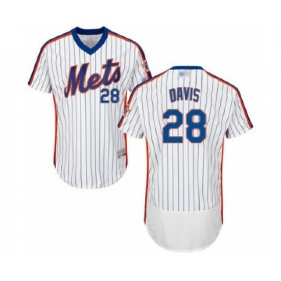 Men's New York Mets #28 J.D. Davis White Alternate Flex Base Authentic Collection Baseball Player Jersey