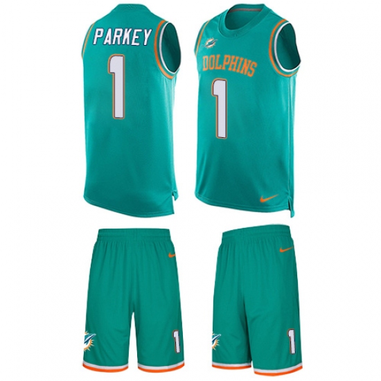 Men's Nike Miami Dolphins #1 Cody Parkey Limited Aqua Green Tank Top Suit NFL Jersey - Ujersey