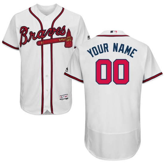 Men's Atlanta Braves Majestic Home White Flex Base Authentic Collection Custom Jersey - Ujersey