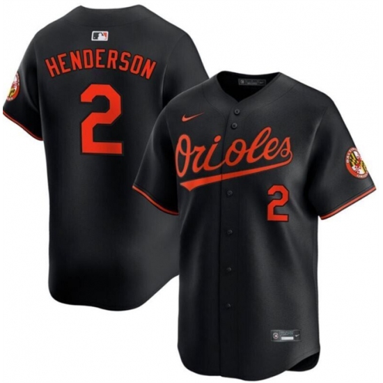 Men's Baltimore Orioles #2 Gunnar Henderson Black Alternate Limited Stitched Baseball Jersey