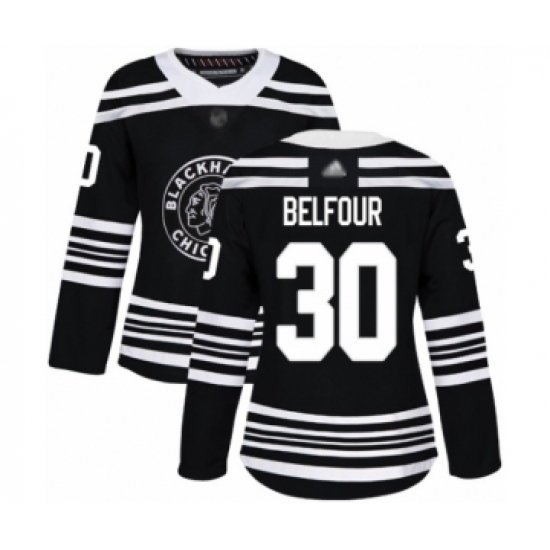 Women's Chicago Blackhawks #30 ED Belfour Authentic Black Alternate Hockey Jersey - Ujersey