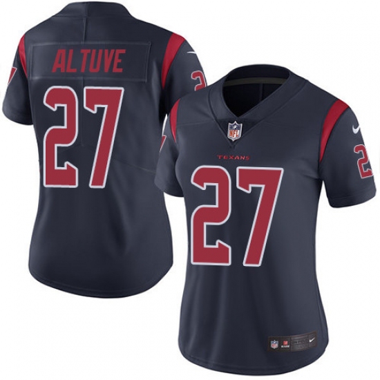 Women's Nike Houston Texans #27 Jose Altuve Limited Navy Blue Rush Vapor Untouchable NFL Jersey - Ujersey