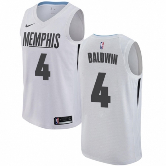 Men's Nike Memphis Grizzlies #4 Wade Baldwin Authentic White NBA Jersey - City Edition - Ujersey