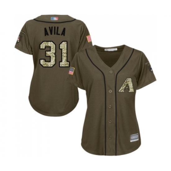 Women's Arizona Diamondbacks #31 Alex Avila Authentic Green Salute to Service Baseball Jersey - Ujersey