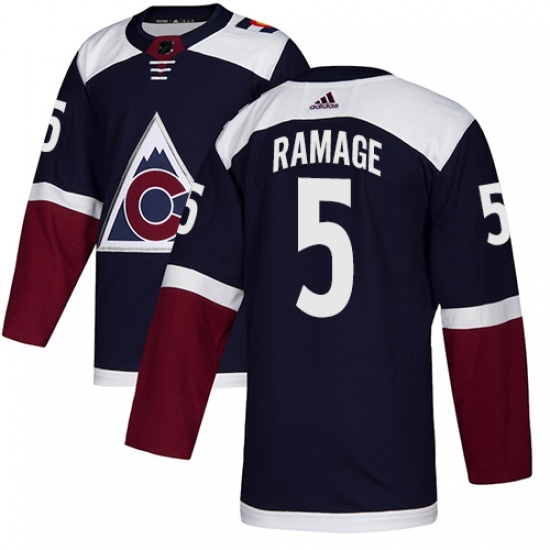 Men's Adidas Colorado Avalanche #5 Rob Ramage Authentic Navy Blue Alternate NHL Jersey - Ujersey