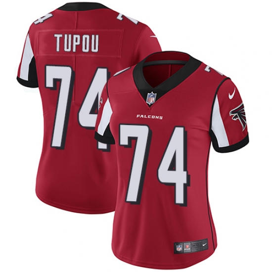 Women's Nike Atlanta Falcons #74 Tani Tupou Red Team Color Vapor Untouchable Limited Player NFL Jersey - Ujersey