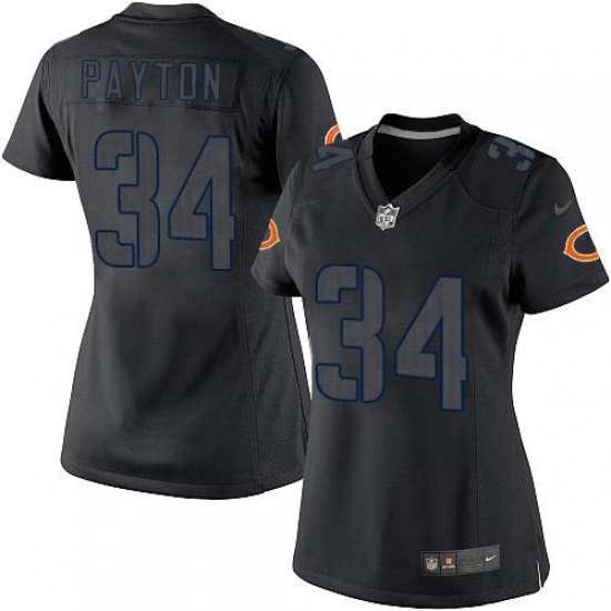 Women's Nike Chicago Bears #34 Walter Payton Limited Black Impact NFL Jersey - Ujersey