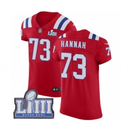 Men's Nike New England Patriots #73 John Hannah Red Alternate Vapor Untouchable Elite Player Super Bowl LIII Bound NFL Jersey - Ujersey