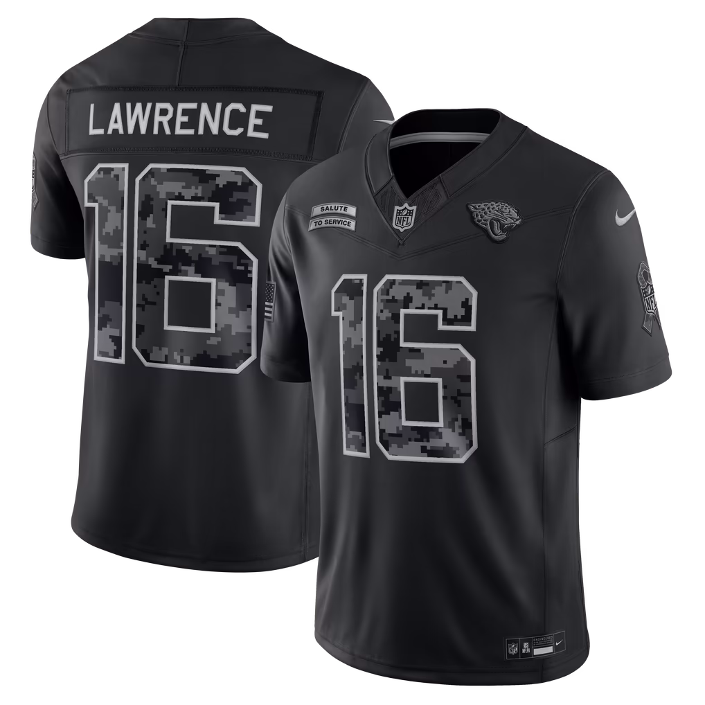 Men's Jacksonville Jaguars Trevor Lawrence Nike Black 2026 Salute to Service Stitched Limited Jersey