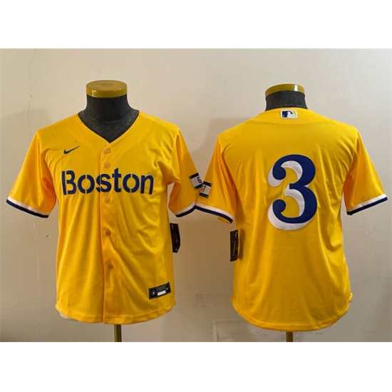 Youth Boston Red Sox #3 Ceddanne Rafaela Gold City Connect Stitched Baseball Jersey - Ujersey
