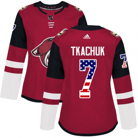 Women's Adidas Arizona Coyotes #7 Keith Tkachuk Authentic Red USA Flag Fashion NHL Jersey - Ujersey