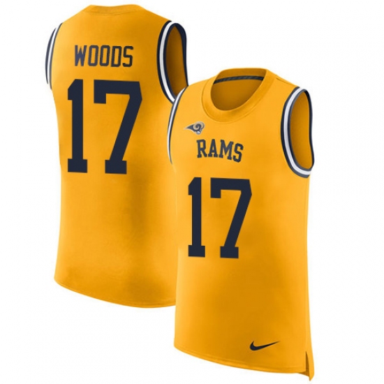 Men's Nike Los Angeles Rams #17 Robert Woods Limited Gold Rush Player Name & Number Tank Top NFL Jersey - Ujersey