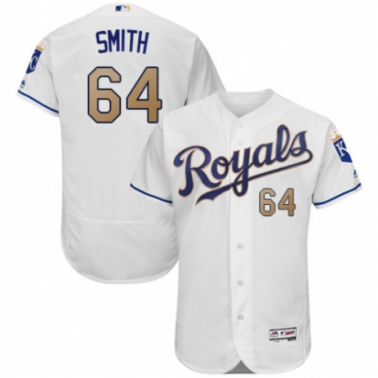 Men's Majestic Kansas City Royals #64 Burch Smith White Flexbase Authentic Collection MLB Jersey - Ujersey