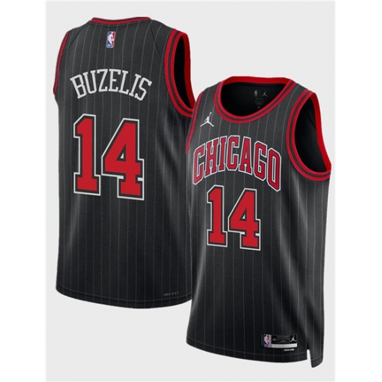 Men's Chicago Bulls #14 Matas Buzelis Black 2024 Draft Statement Edition Stitched Basketball Jersey - Ujersey