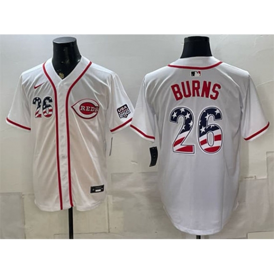 Men's Cincinnati Reds #26 Chase Burns White 2026 USA 250 Fourth of July Home Stitched Jersey - Ujersey