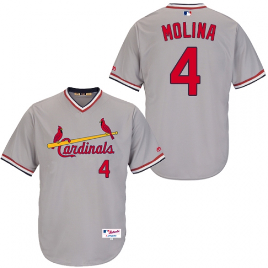 Men's Majestic St. Louis Cardinals #4 Yadier Molina Authentic Grey 1978 Turn Back The Clock MLB Jersey - Ujersey