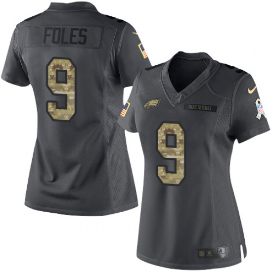 Women's Nike Philadelphia Eagles #9 Nick Foles Limited Black 2016 Salute to Service NFL Jersey - Ujersey