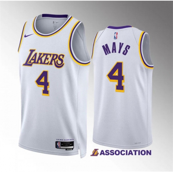 Men's Los Angeles Lakers #4 Skylar Mays White Association Edition Stitched Basketball Jersey - Ujersey