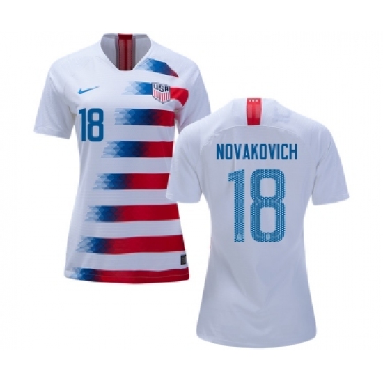 Women's USA #18 Novakovich Home Soccer Country Jersey
