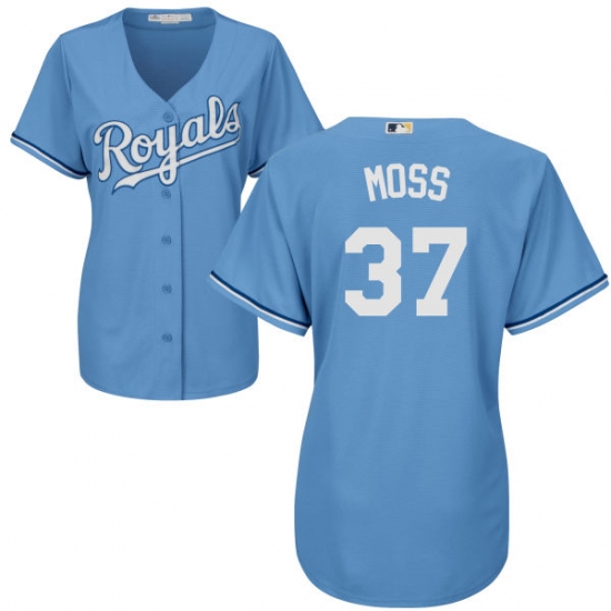 Women's Majestic Kansas City Royals #37 Brandon Moss Authentic Light Blue Alternate 1 Cool Base MLB Jersey - Ujersey