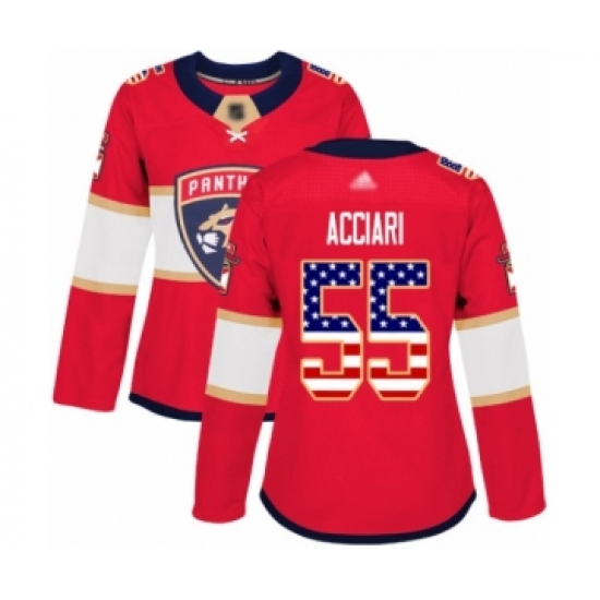 Women's Florida Panthers #55 Noel Acciari Authentic Red USA Flag Fashion Hockey Jersey - Ujersey