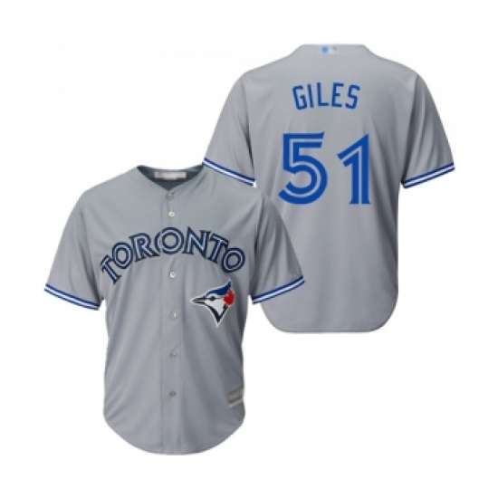 Men's Toronto Blue Jays #51 Ken Giles Replica Grey Road Baseball Jersey - Ujersey