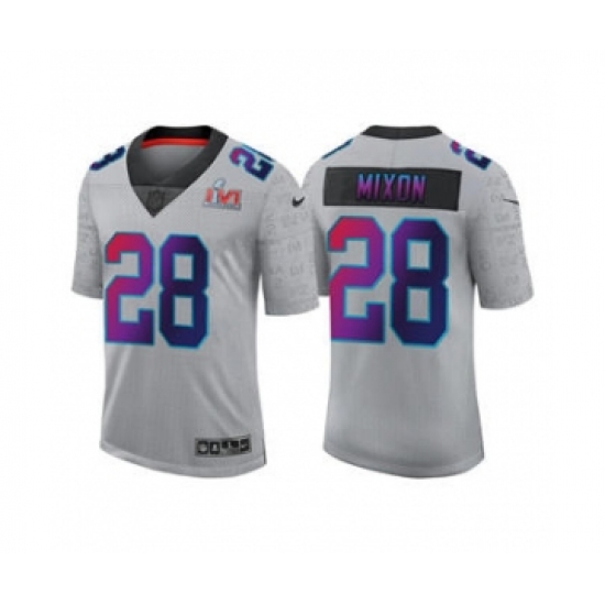 Men's Cincinnati Bengals #28 Joe Mixon 2022 Gray Super Bowl LVI Limited Stitched Jersey - Ujersey