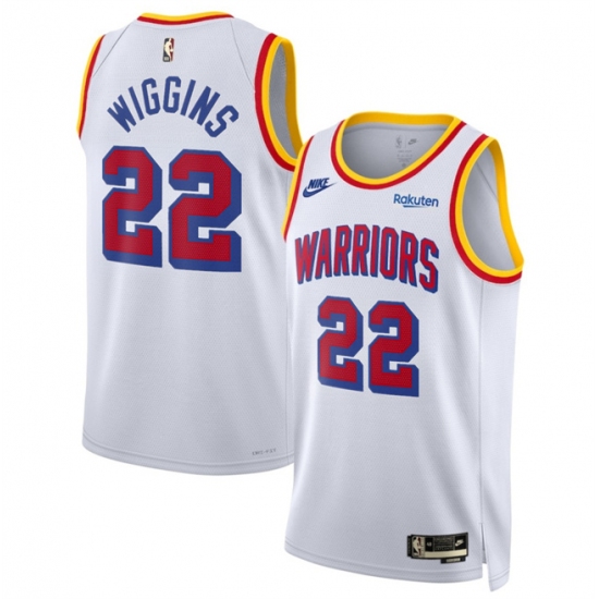 Men's Golden State Warriors #22 Andrew Wiggins White 2024-25 Classic Edition Stitched Basketball Jersey - Ujersey