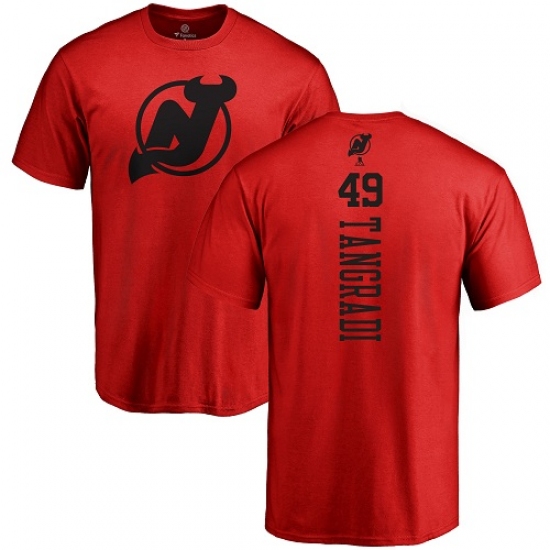 NHL Adidas New Jersey Devils #49 Eric Tangradi Red One Color Backer T-Shirt - Ujersey