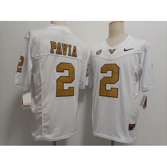 Men's Vanderbilt Commodores #2 Diego Pavia White Gold FUSE College Football Jersey - Ujersey