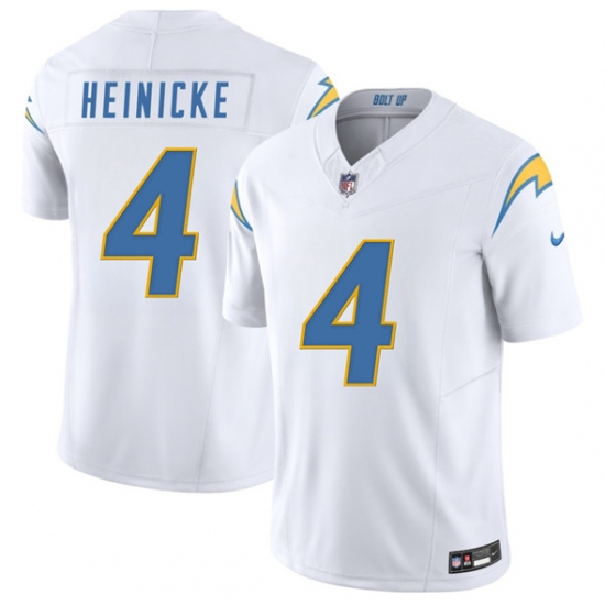 Men's Los Angeles Chargers #4 Taylor Heinicke White 2025 F.U.S.E. Vapor Limited Football Stitched Jersey - Ujersey