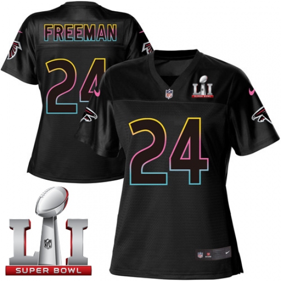 Women's Nike Atlanta Falcons #24 Devonta Freeman Game Black Fashion Super Bowl LI 51 NFL Jersey - Ujersey