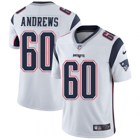 Youth Nike New England Patriots #60 David Andrews White Vapor Untouchable Limited Player NFL Jersey - Ujersey