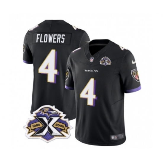 Men's Nike Baltimore Ravens #4 Zay Flowers Black 2023 F.U.S.E Throwback Vapor Limited Stitched Jersey
