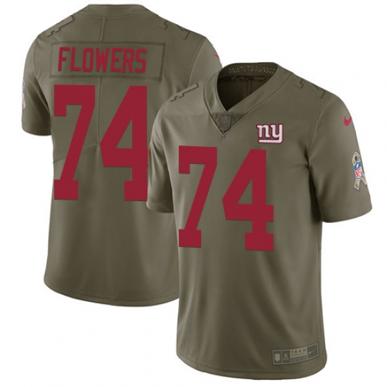Men's Nike New York Giants #74 Ereck Flowers Limited Olive 2017 Salute to Service NFL Jersey - Ujersey