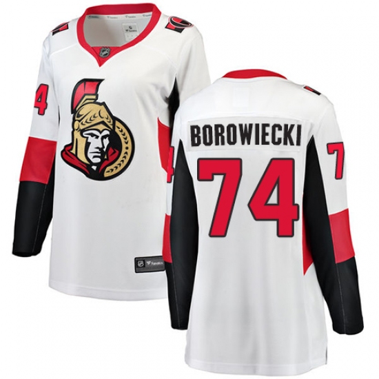 Women's Ottawa Senators #74 Mark Borowiecki Fanatics Branded White Away Breakaway NHL Jersey - Ujersey