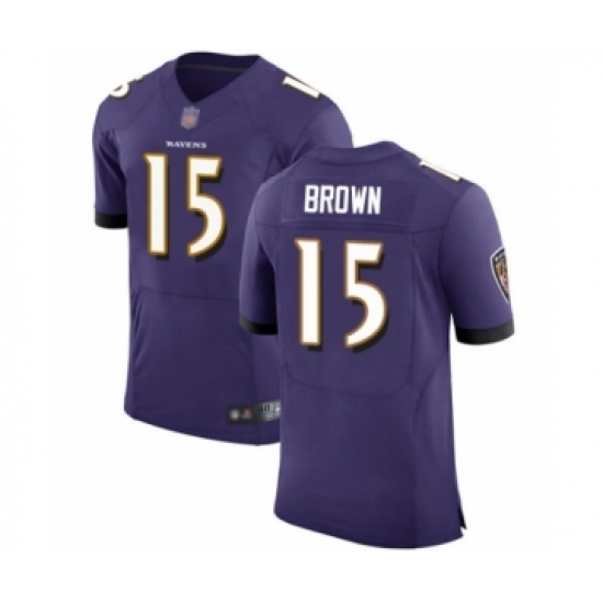 Men's Baltimore Ravens #15 Marquise Brown Purple Team Color Vapor Untouchable Elite Player Football Jersey - Ujersey