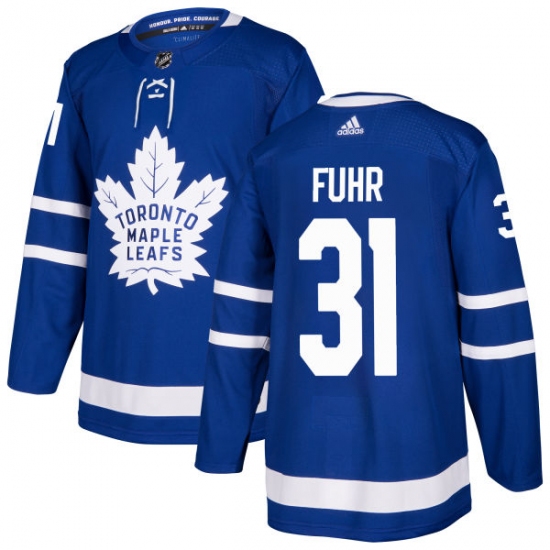 Men's Adidas Toronto Maple Leafs #31 Grant Fuhr Authentic Royal Blue Home NHL Jersey - Ujersey