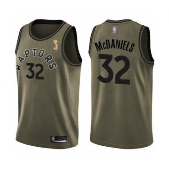 Men's Toronto Raptors #32 KJ McDaniels Swingman Green Salute to Service 2019 Basketball Finals Champions Jersey - Ujersey