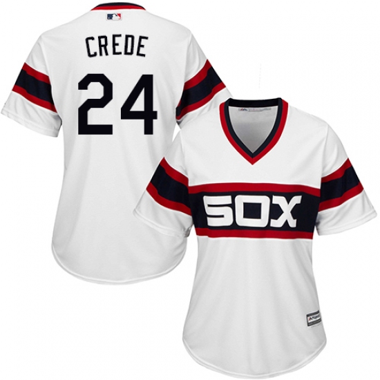 Women's Majestic Chicago White Sox #24 Joe Crede Authentic White 2013 Alternate Home Cool Base MLB Jersey - Ujersey