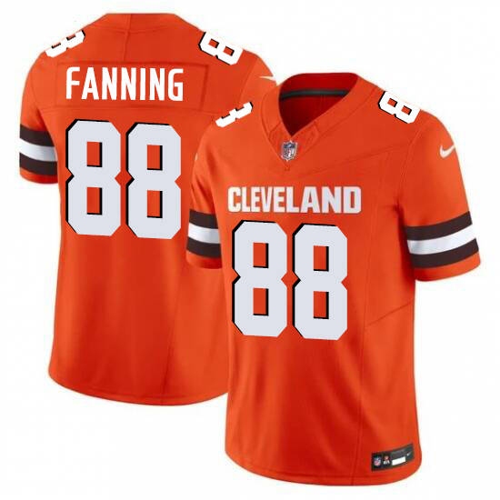 Men's Cleveland Browns #88 Fanning Orange 2025 Vapor Limited Football Stitched Jersey - Ujersey