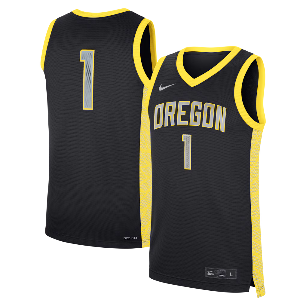 Men's Nike Black Oregon Ducks #1 Alternate Replica Basketball Jersey