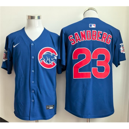 Men's Chicago Cubs #23 Ryne Sandberg Royal Limited Stitched Baseball Jersey - Ujersey