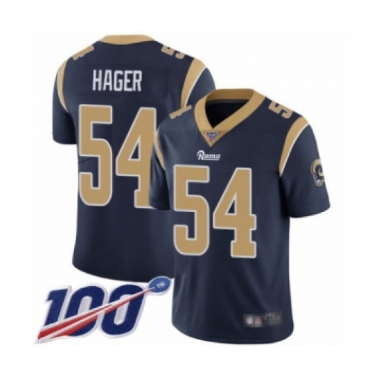 Men's Los Angeles Rams #54 Bryce Hager Navy Blue Team Color Vapor Untouchable Limited Player 100th Season Football Jersey - Ujersey
