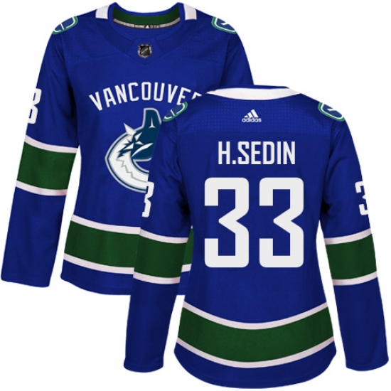 Women's Adidas Vancouver Canucks #33 Henrik Sedin Premier Blue Home NHL Jersey - Ujersey