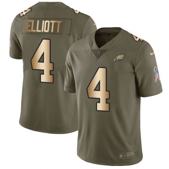 Men's Nike Philadelphia Eagles #4 Jake Elliott Limited Olive/Gold 2017 Salute to Service NFL Jersey - Ujersey