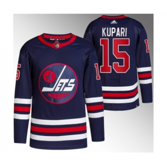 Men's Winnipeg Jets #15 Rasmus Kupari 2021-22 Navy Stitched Jersey - Ujersey