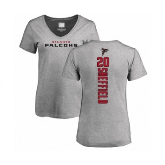 Football Women's Atlanta Falcons #20 Kendall Sheffield Ash Backer T-Shirt - Ujersey